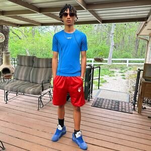 Off-White Hand Logo Shorts Red M